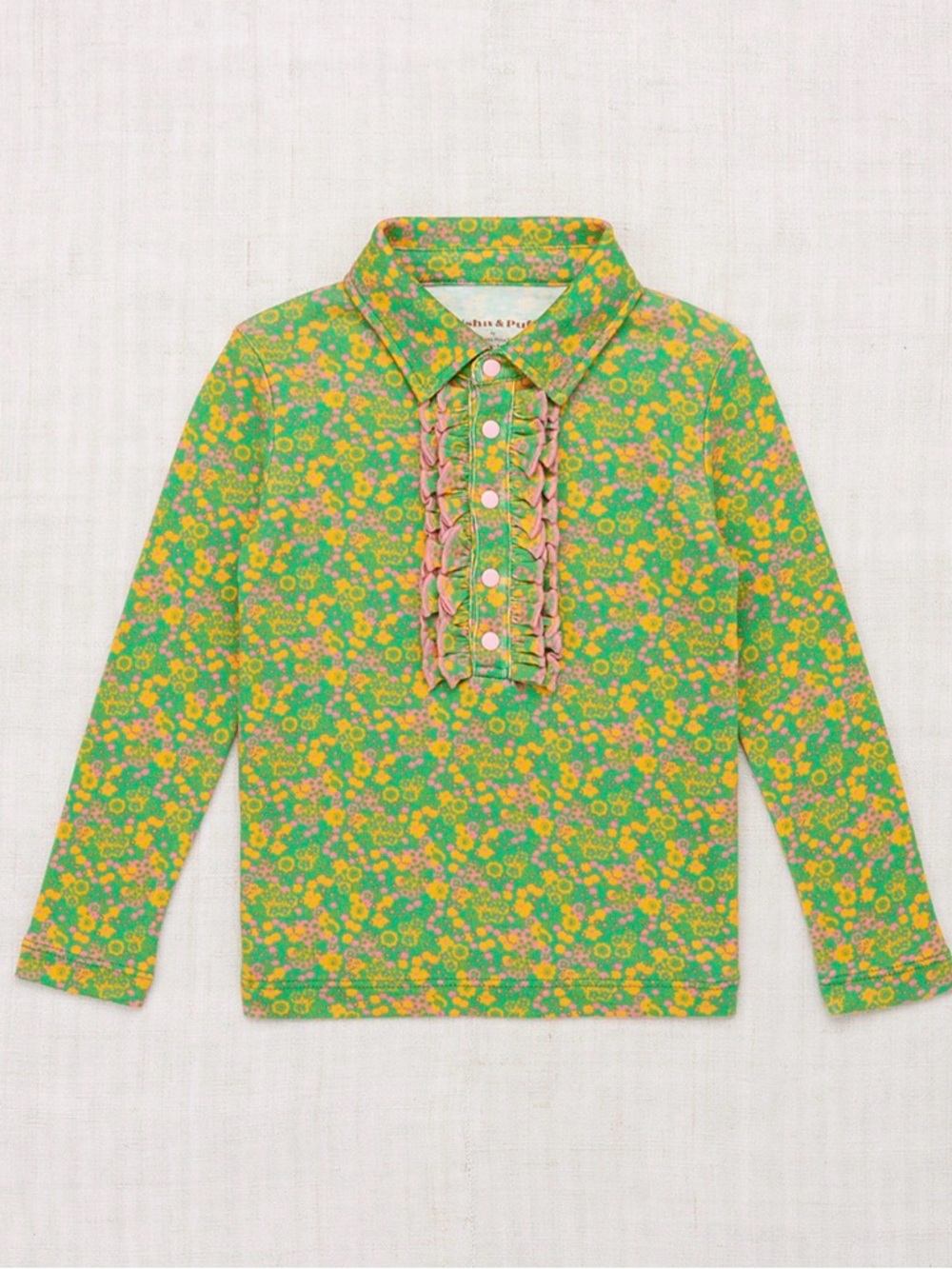 Misha and Puff Floral Ruffle-Front Top Clover Tisbury Garden. Size 4